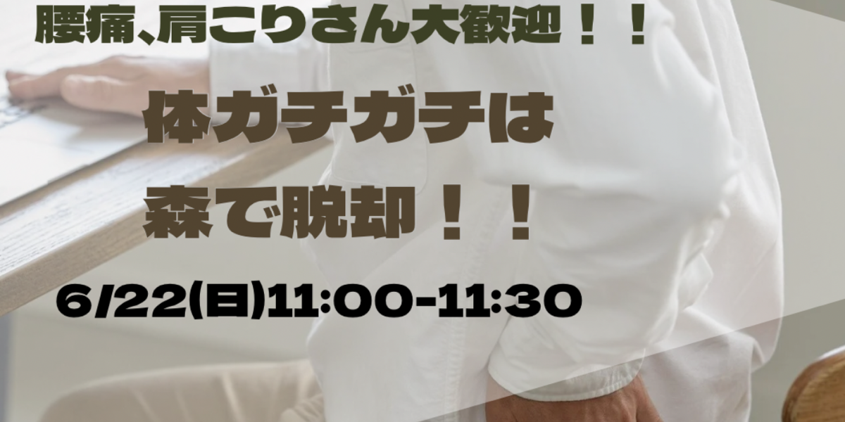 肩こり、腰痛さん大歓迎!体ガチガチは森で脱却!